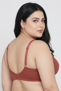 Zivame True Curv Double Layered Non Wired Full Coverage Super Support Bra - Burnt Brick — thumbnail 3